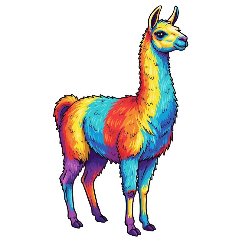 Bunte Lama-Regenbogen-Pop-Art-Aquarell