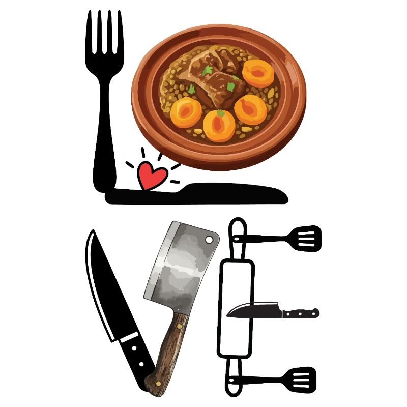 Eintopf-Liebe und Messer-Illustration