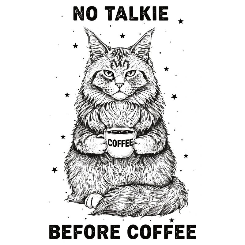 No conversation in front of coffee lover cat