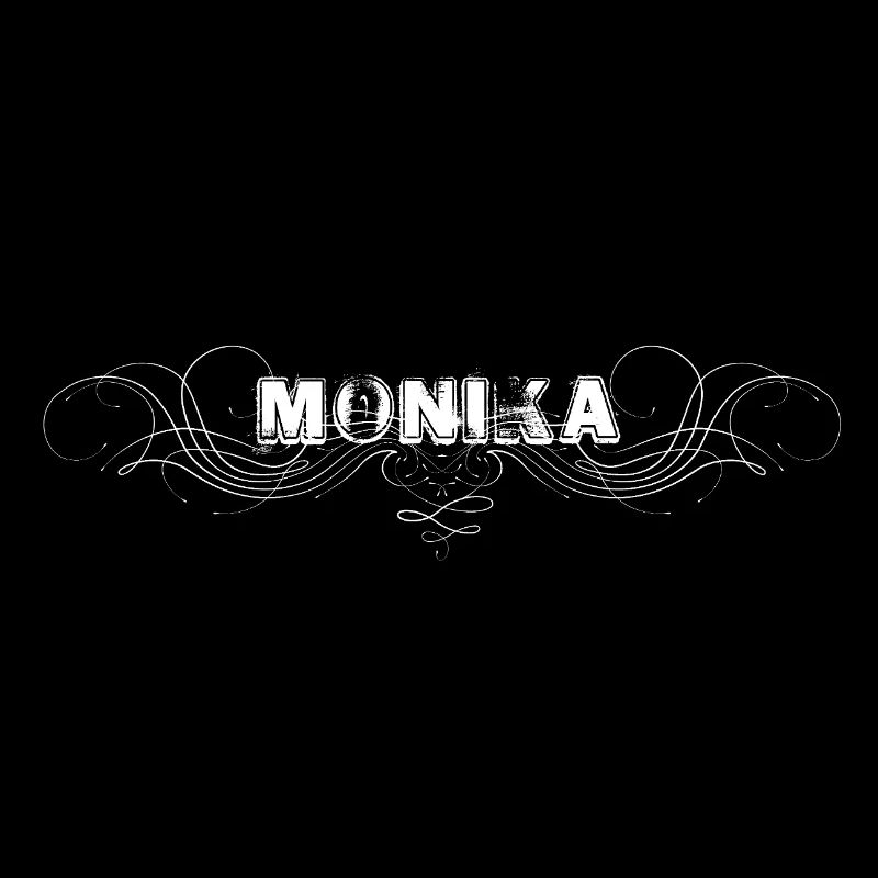 MONIKA lettering with decorative lines