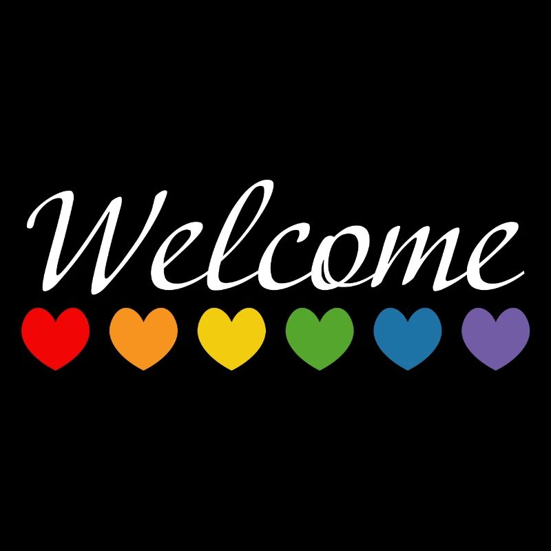 Rainbow Hearts Welcome blanc