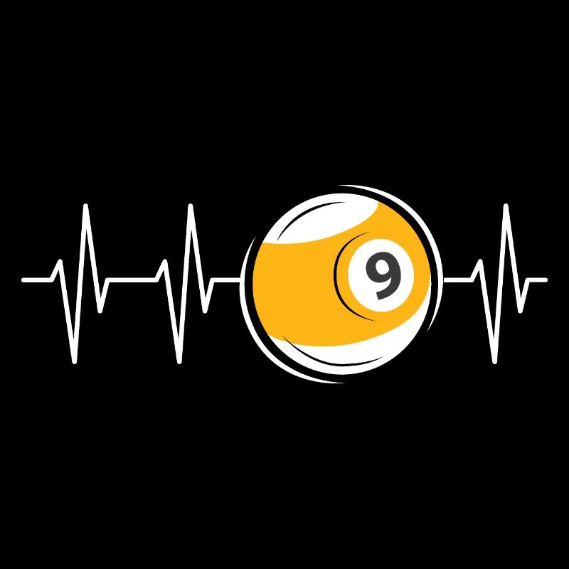 Heartbeat 9-Ball Billiards Symbol Pulse Pool ECG