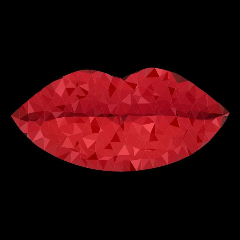 Intense Red Geometric Lips