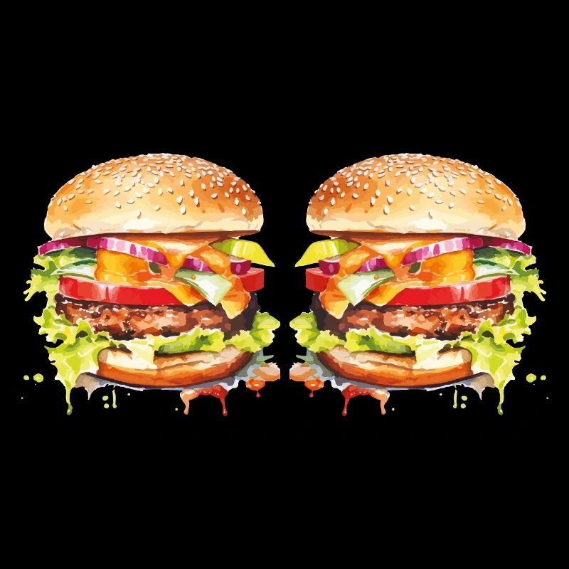 Burger Watercolor Explosion