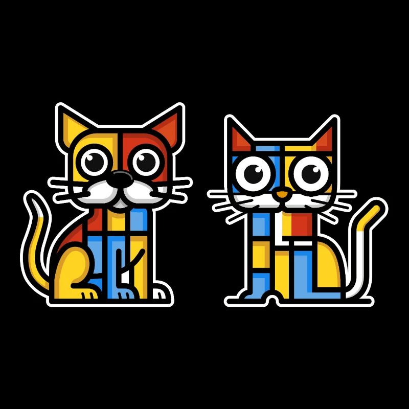 Illustration cubiste d’un chat et d’un chien