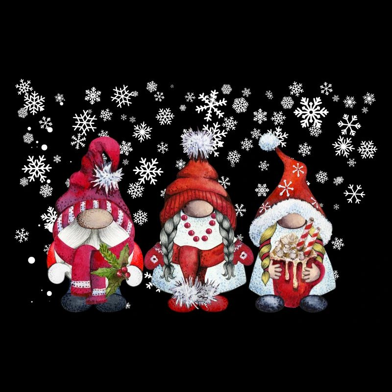 Wintergnome Trio mit Schneeflocken