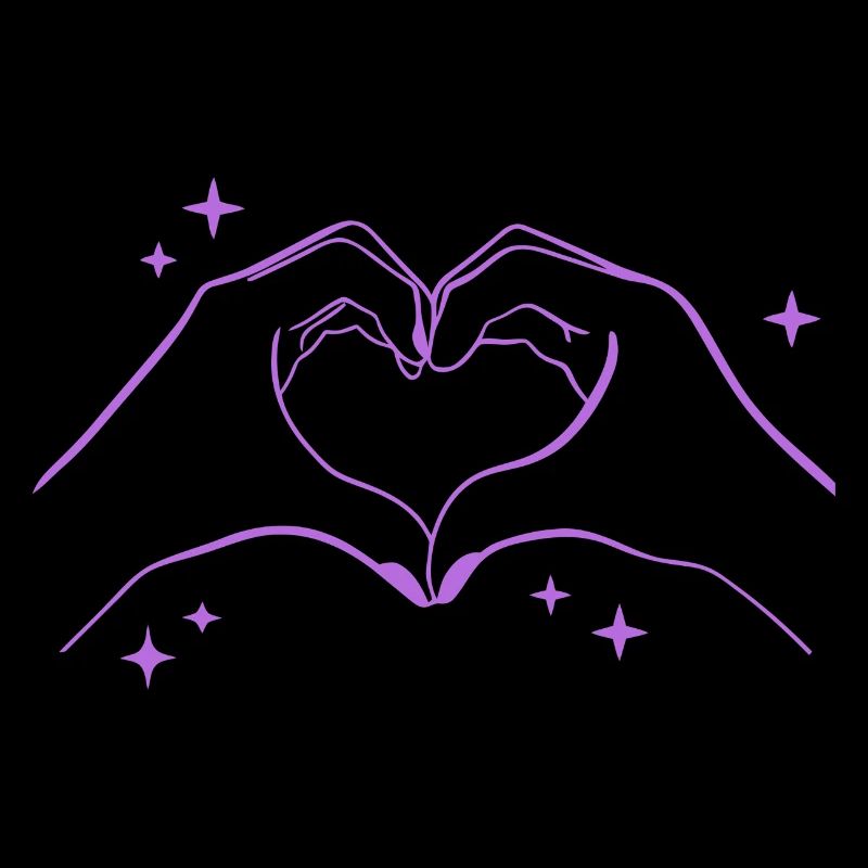 Heart-Shaped Hands with Stars Illustration