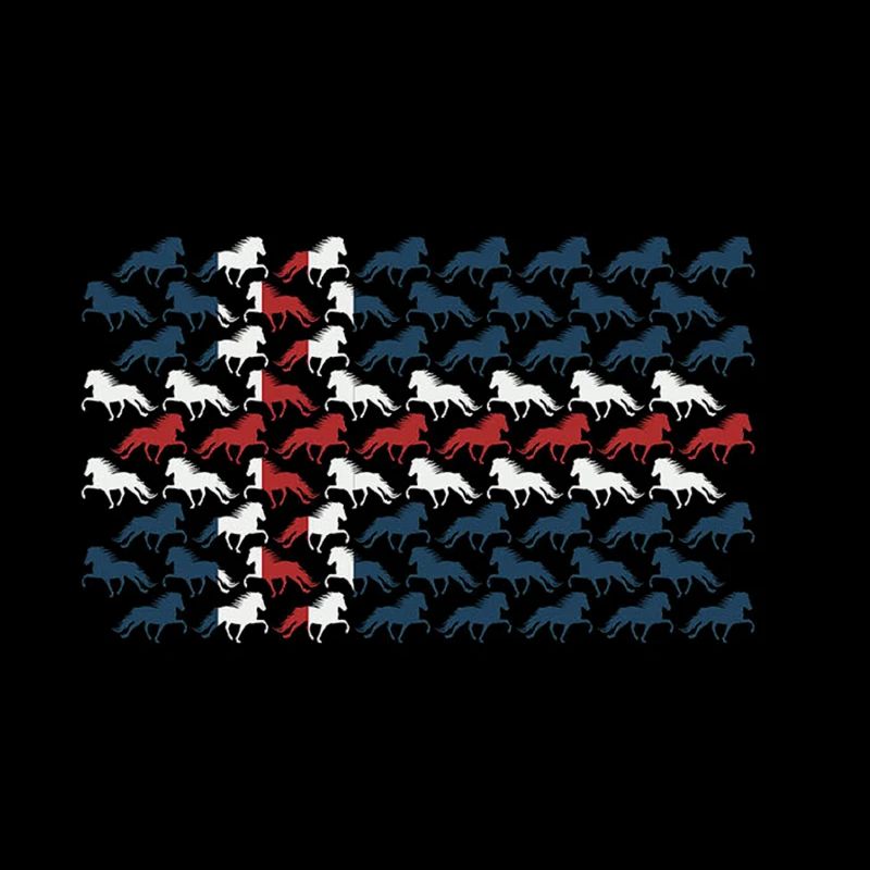 Tricolor horses in a repeating pattern