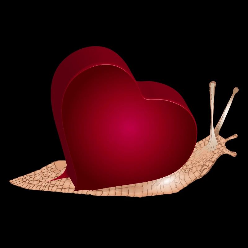 Snail with red heart as a snail shell