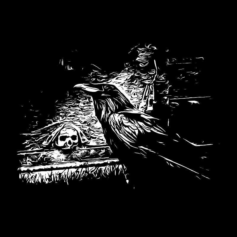 Raven with skull