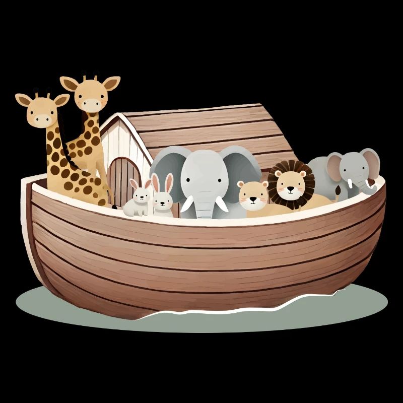Niedliche Tierillustration – Arche Noah mit Tieren
