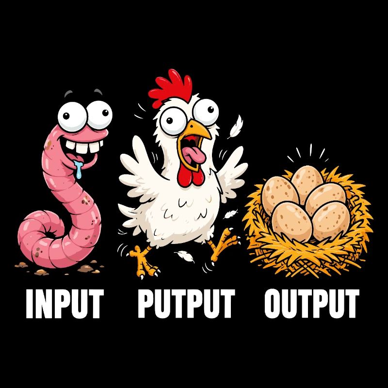 Input Output Trio: Hahn Wurm Eier