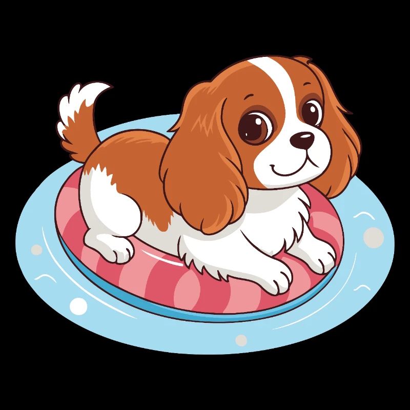 Chiot nageur sur bouée estivale