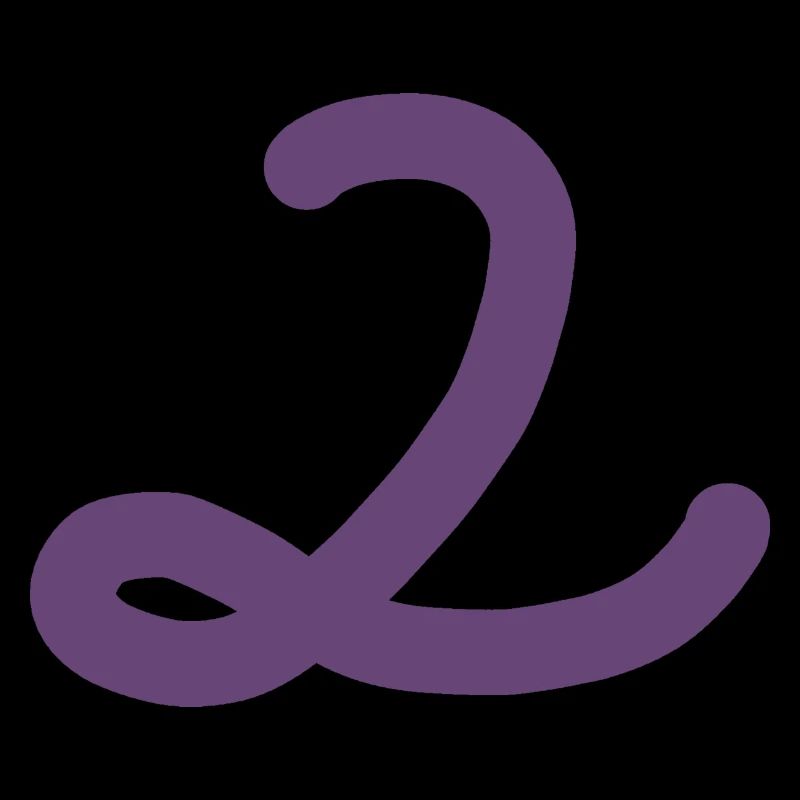 2 Nummer zwei Zahl violett