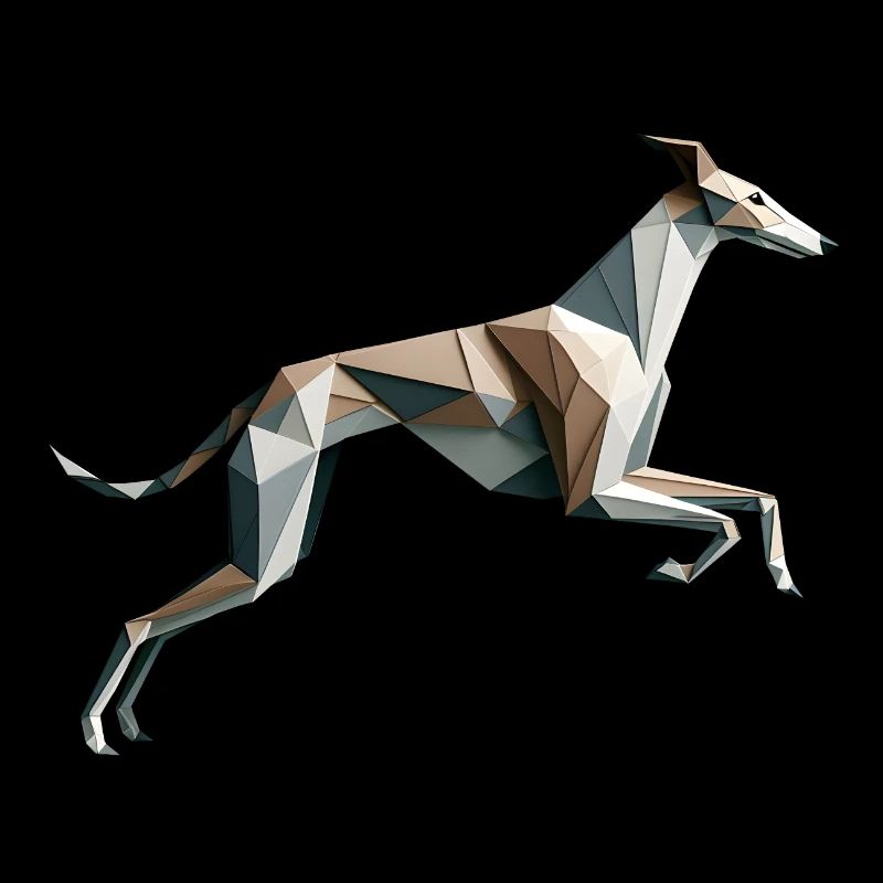 Jagdhund läuft Origami Geometrisch 3D