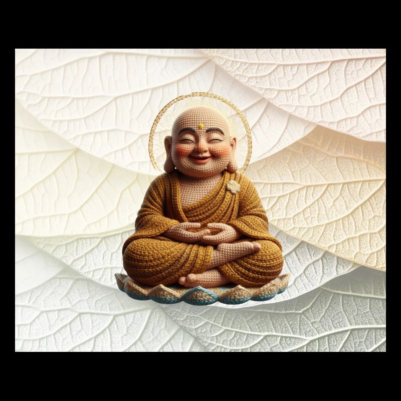 Bouddha sur motif de feuilles