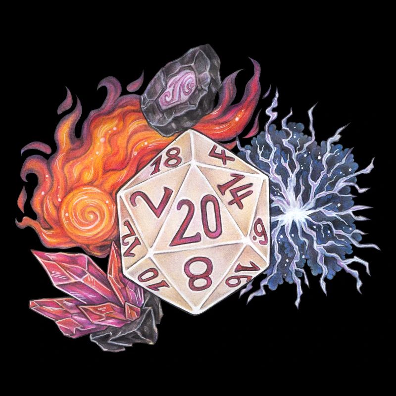 Magicien cadeau de dés D20 sur table RPG