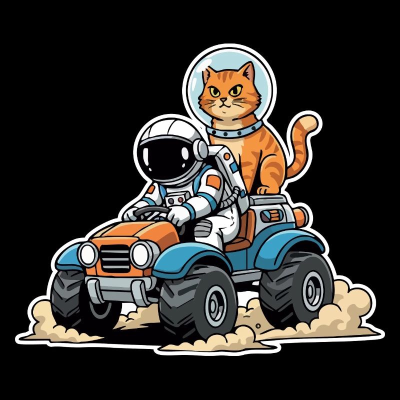 Red Cat Astronaut Quad Lunar Space