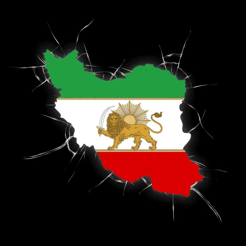 Drapeau Iran Lion et Soleil - شیر خورشید