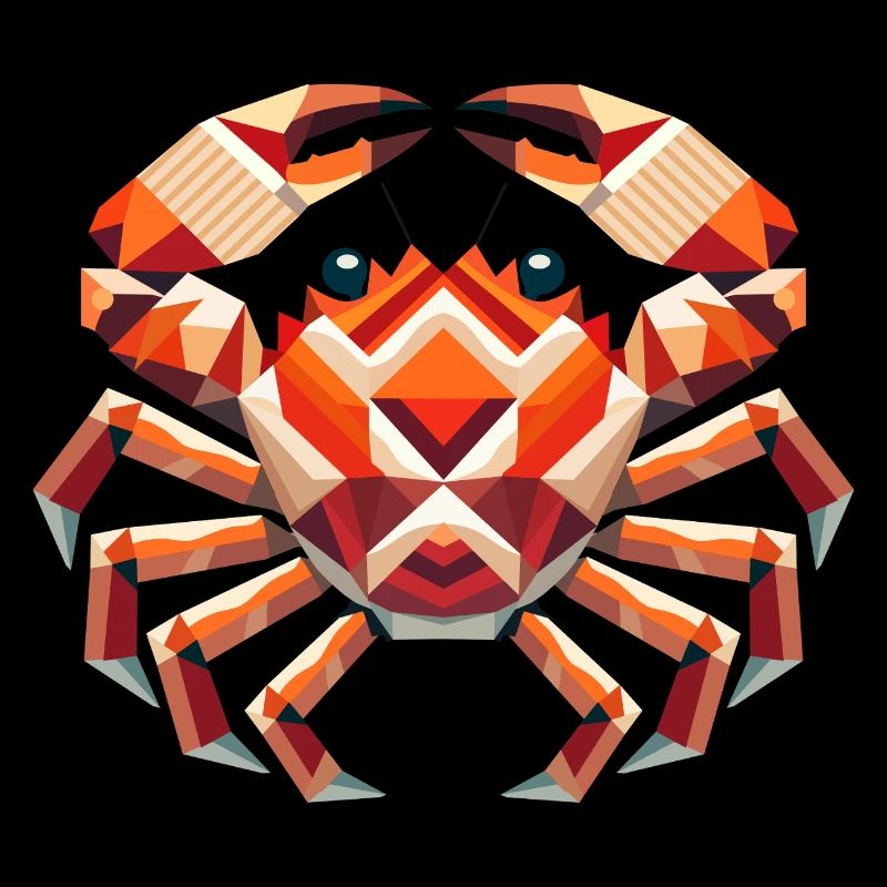 Crabe géométrique - Oeuvre d’art colorée de la mer