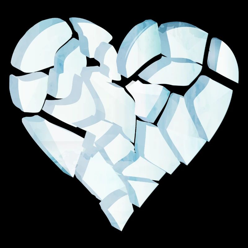 Gebrochenes Herz aus Eis – zerbrochene Herz Form