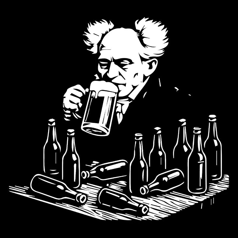 Arthur Schopenhauer trinkt Bier in der Kneipe