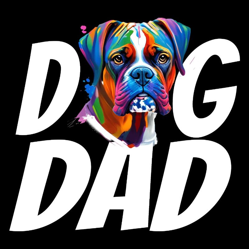 Boxer chien papa coloré aquarelle design