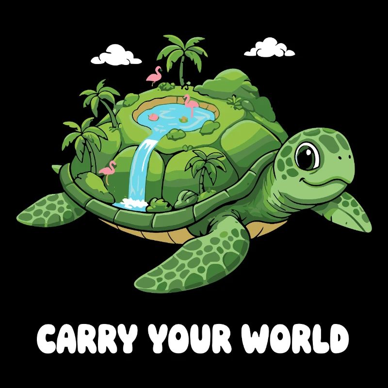 Island turtle with waterfall