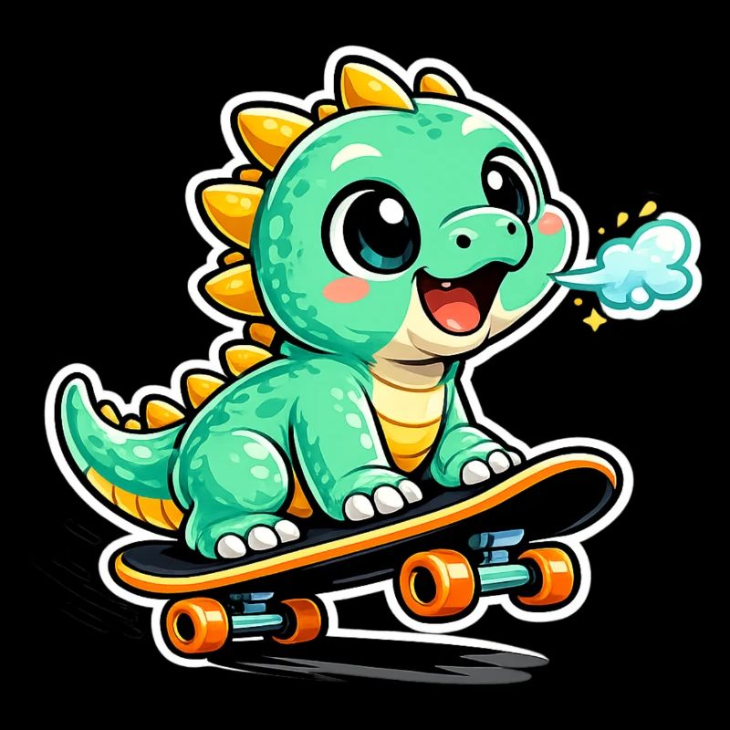 Héros du skateboard Dino vert