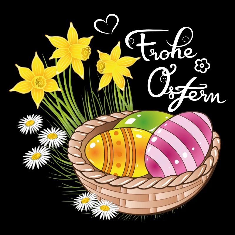 Happy Easter Easter basket Easter eggs Easter flowers eggs