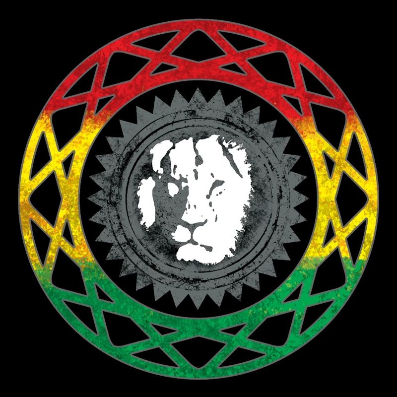 Löwengesicht im Rasta-Mandala-Stil