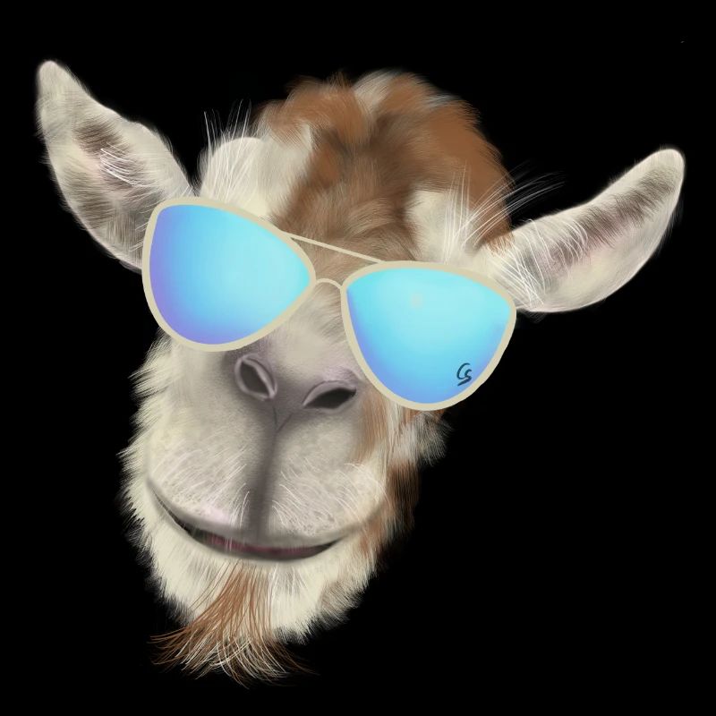 Tête de chèvre décontractée avec lunettes de soleil