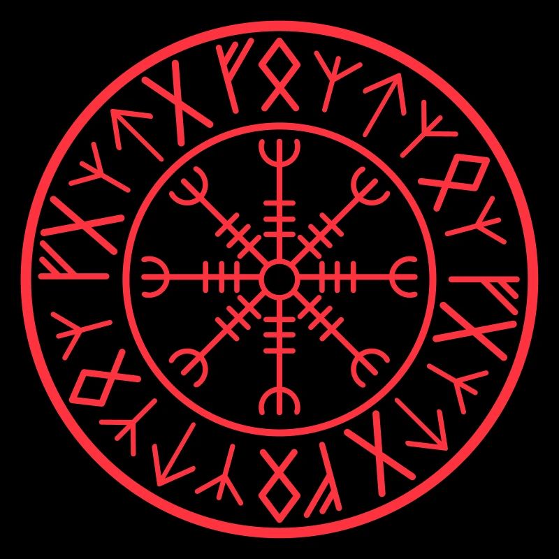 Cercle runique de Vegvisir rouge