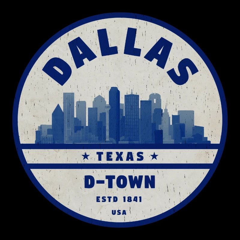 Dallas Skyline DTown Vintage Badge