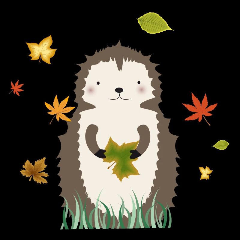 Hérisson mignon en automne avec feuillage d’automne