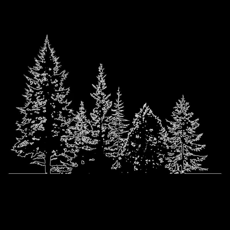 Silhouette de la forêt d’hiver imprimé