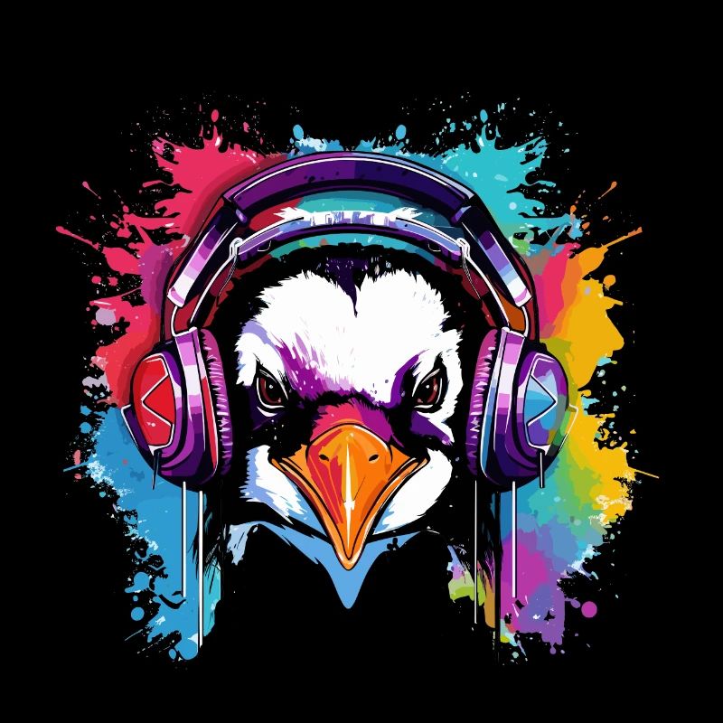 Pinguin mit Kopfhörer Pinguine Tiere Zootiere