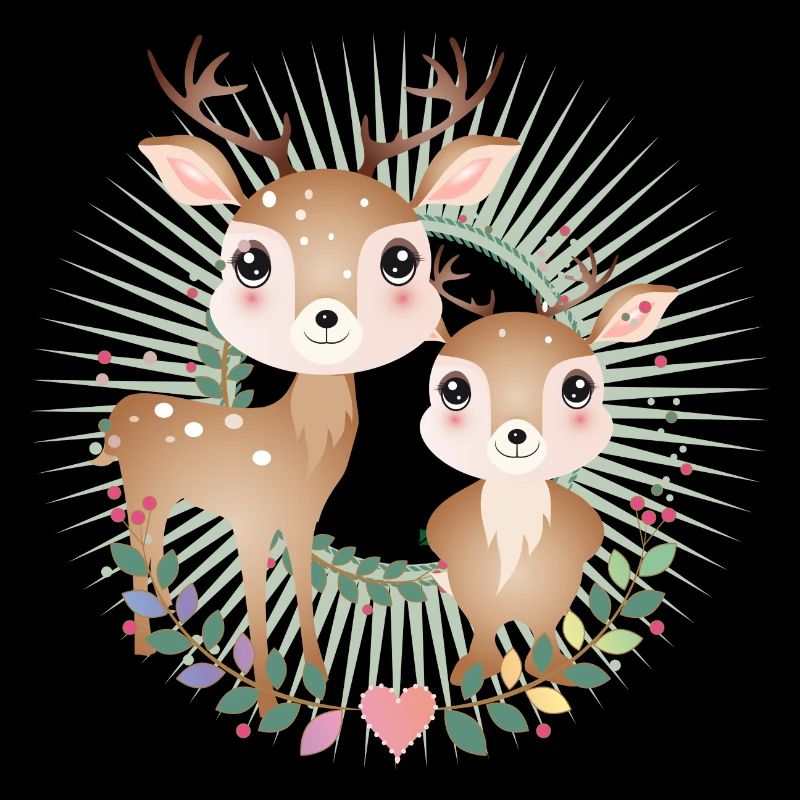 two cute deer - in a radiant frame