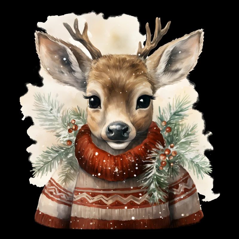 Deer in winter sweater