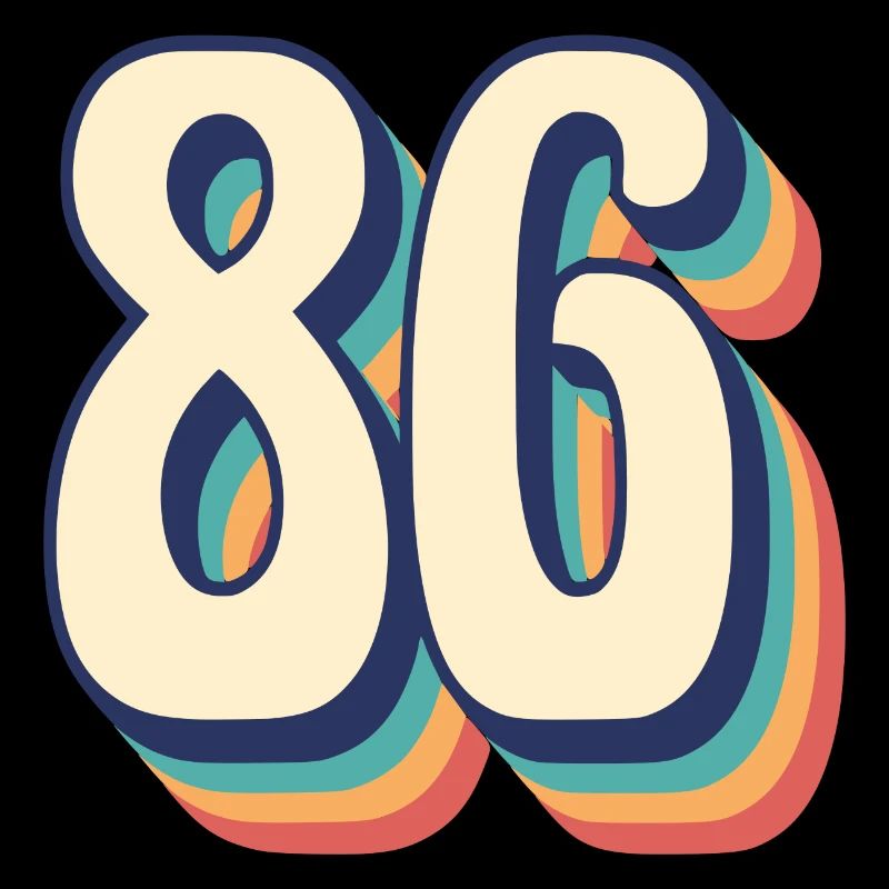Vintage Retro T-Shirt Number 86 Eighty Six