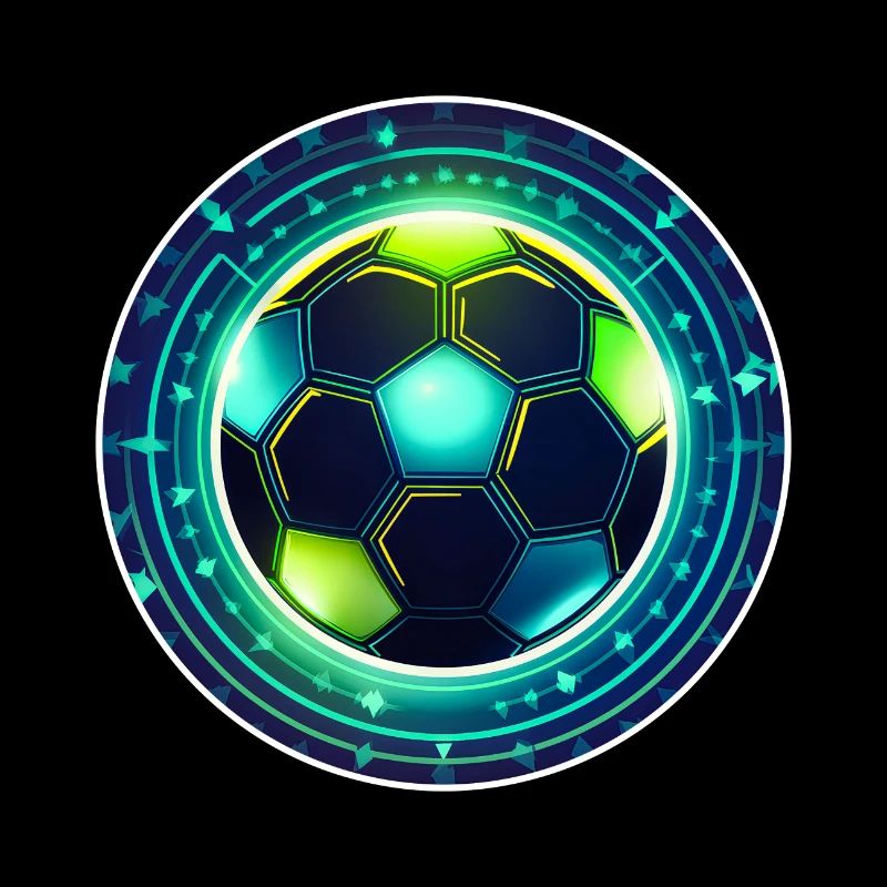 Neon Football Emblem with Star Ring
