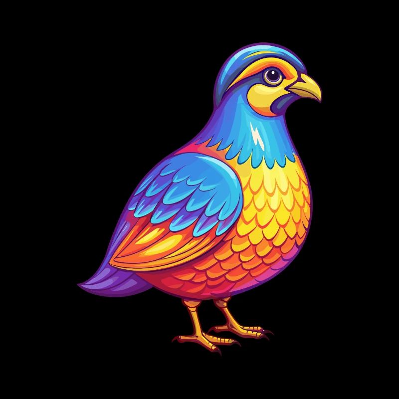 perdrix coloré Kawaii dessin animé Personnage oiseau