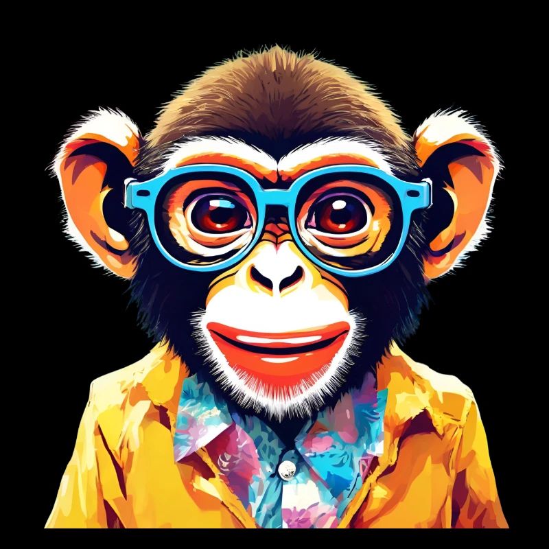 Vibrant Monkey with Retro Glasses