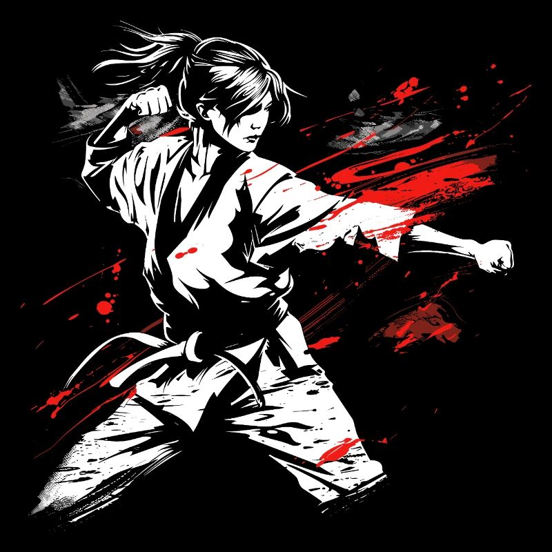 Weibliche Karateka Zeichnung