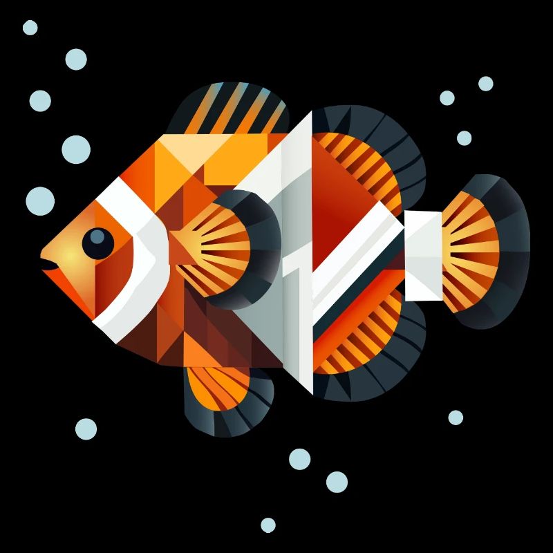 Geometric Clownfish Abstract Underwater World