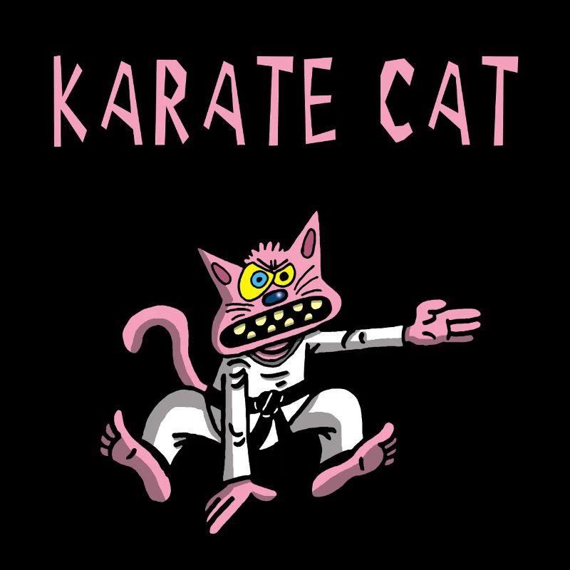 Karate und rosa Katze