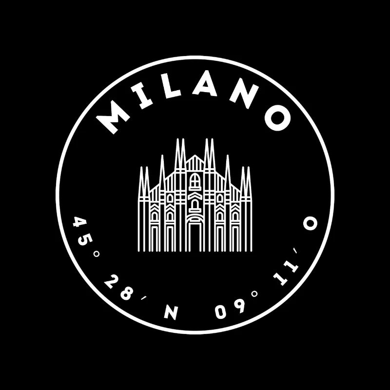 Milan with Duomo and coordinates