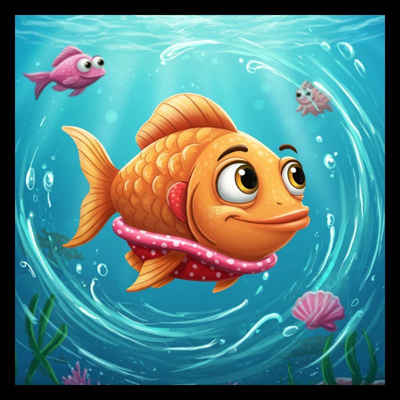 Poisson rouge ludique dans une eau colorée