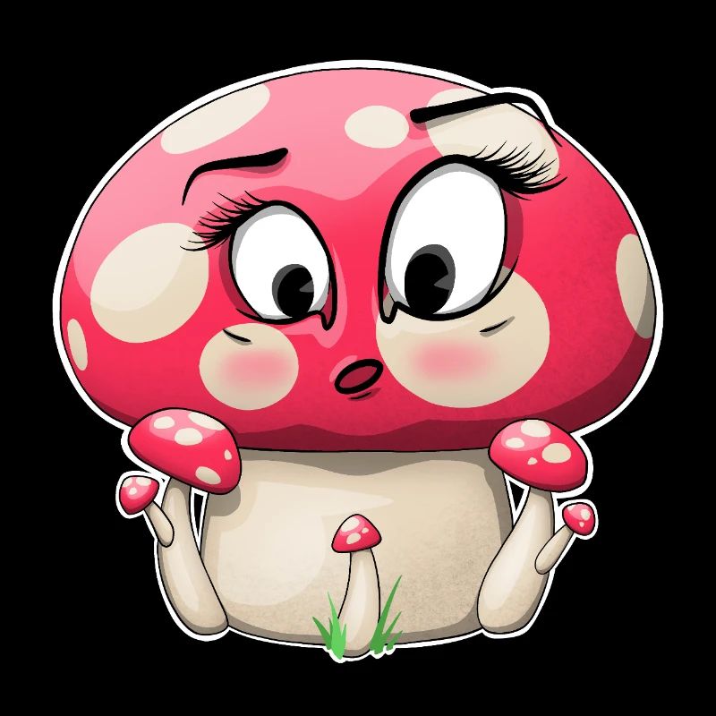 Cute Pink Mushroom Character Design