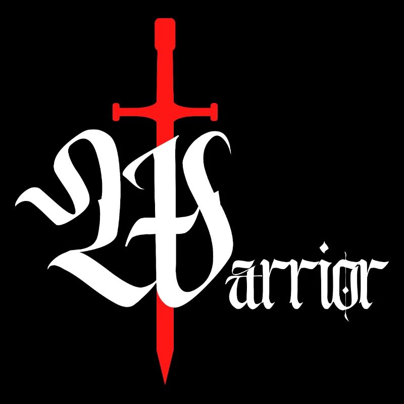 Gothic Warrior Design with Sword white text